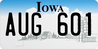 IA license plate AUG601