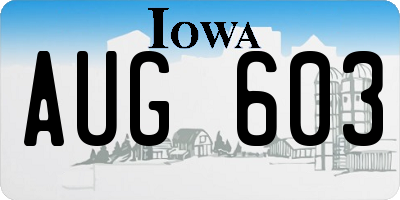 IA license plate AUG603