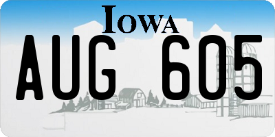 IA license plate AUG605