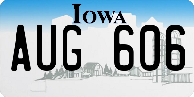 IA license plate AUG606