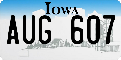IA license plate AUG607