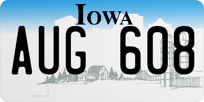 IA license plate AUG608