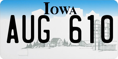 IA license plate AUG610
