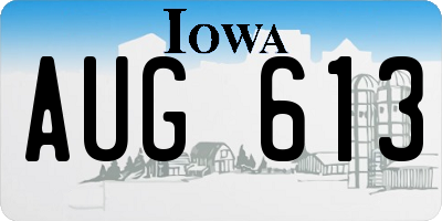IA license plate AUG613