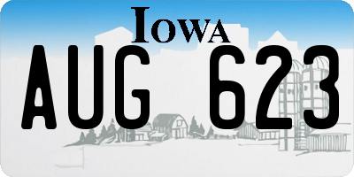 IA license plate AUG623