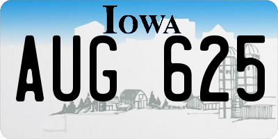 IA license plate AUG625