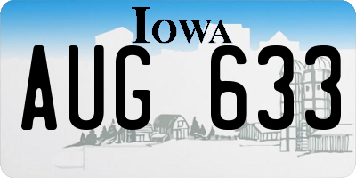 IA license plate AUG633