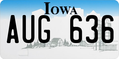 IA license plate AUG636