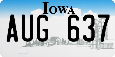 IA license plate AUG637