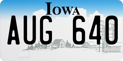 IA license plate AUG640