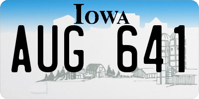 IA license plate AUG641