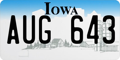 IA license plate AUG643