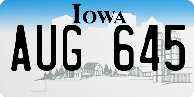 IA license plate AUG645