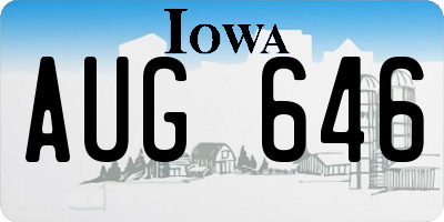 IA license plate AUG646