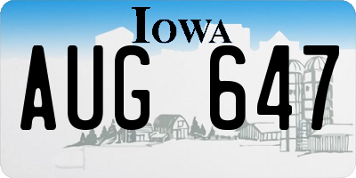 IA license plate AUG647
