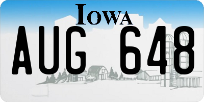 IA license plate AUG648
