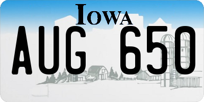 IA license plate AUG650