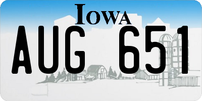 IA license plate AUG651