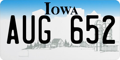 IA license plate AUG652