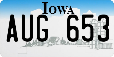 IA license plate AUG653
