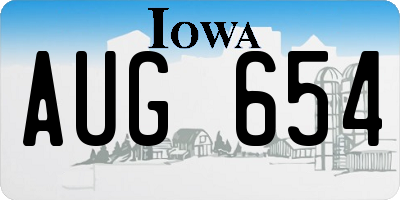 IA license plate AUG654