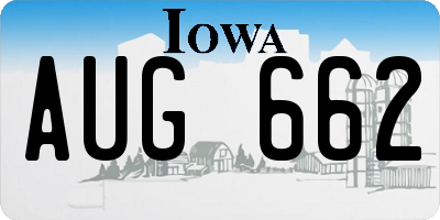 IA license plate AUG662