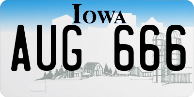 IA license plate AUG666