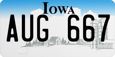 IA license plate AUG667