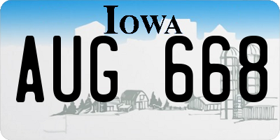 IA license plate AUG668