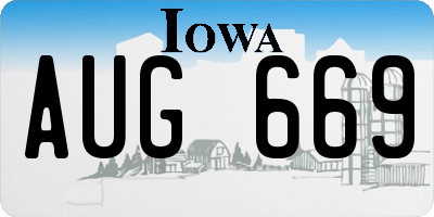 IA license plate AUG669