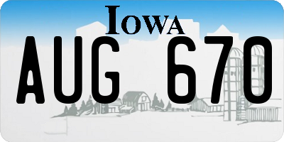 IA license plate AUG670