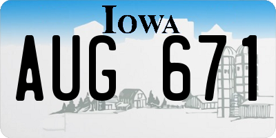IA license plate AUG671