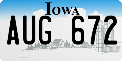 IA license plate AUG672