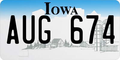 IA license plate AUG674