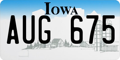 IA license plate AUG675