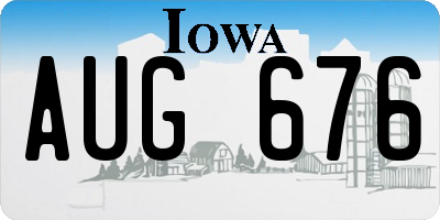 IA license plate AUG676