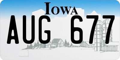 IA license plate AUG677