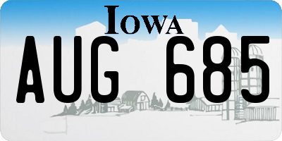 IA license plate AUG685