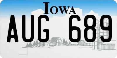 IA license plate AUG689