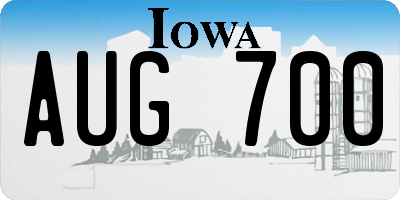 IA license plate AUG700