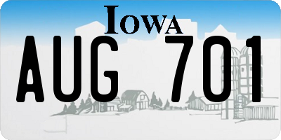 IA license plate AUG701