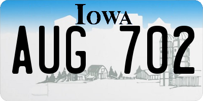 IA license plate AUG702