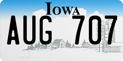 IA license plate AUG707