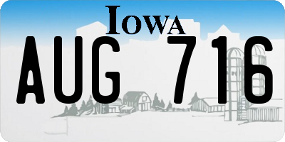 IA license plate AUG716