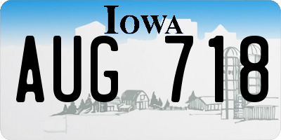 IA license plate AUG718