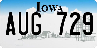 IA license plate AUG729