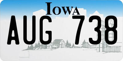 IA license plate AUG738