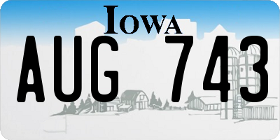 IA license plate AUG743