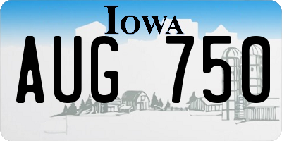 IA license plate AUG750
