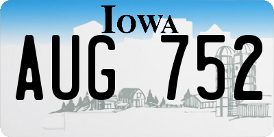 IA license plate AUG752